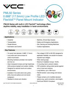 PML50 Series - Ultra Bight LED Indicator, FlexVolt, IP67, uniform illumination