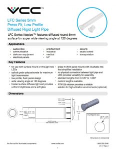 LFC Data Sheet 5mm Light Pipe Press Fit, Low Profile